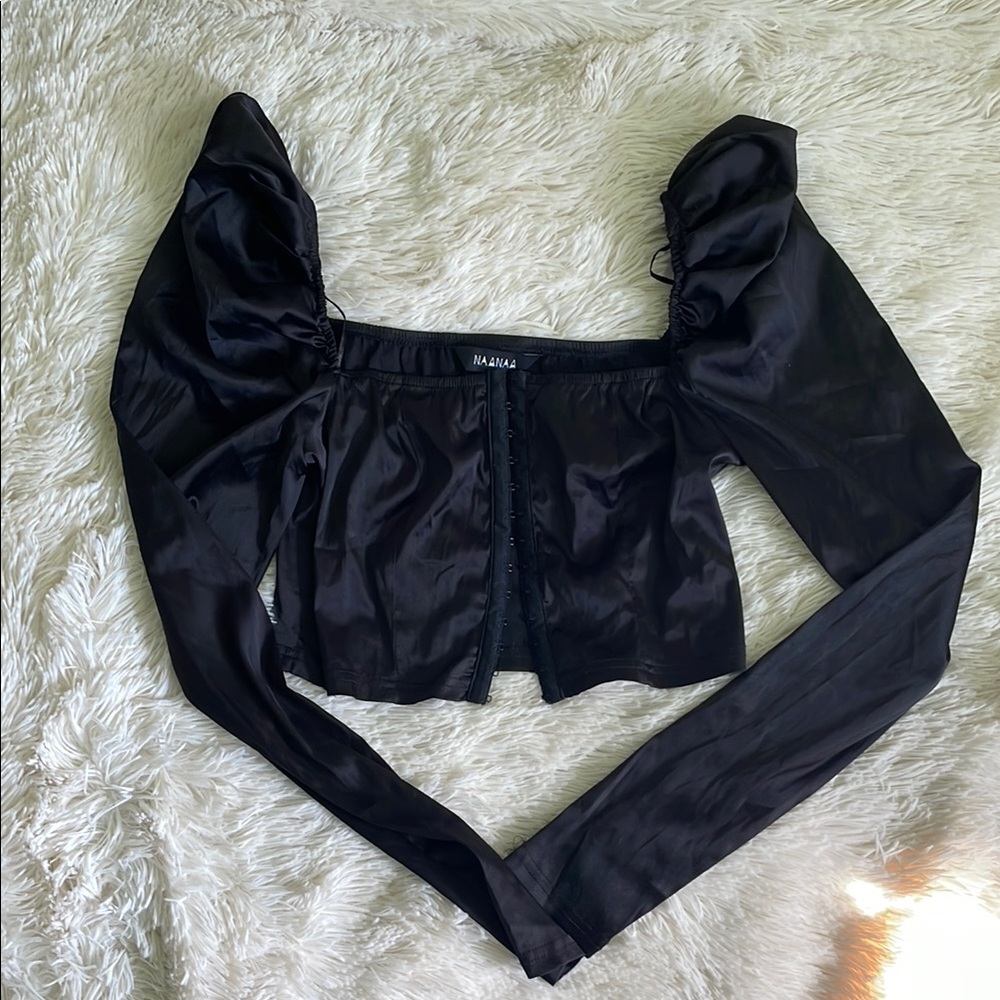 NaaNaa Black Puff Sleeve Top